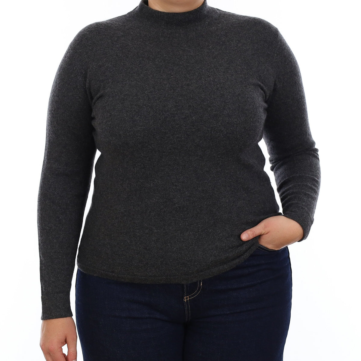 Yorn Charcoal Grey Cashmere Turtleneck Jumper Large
