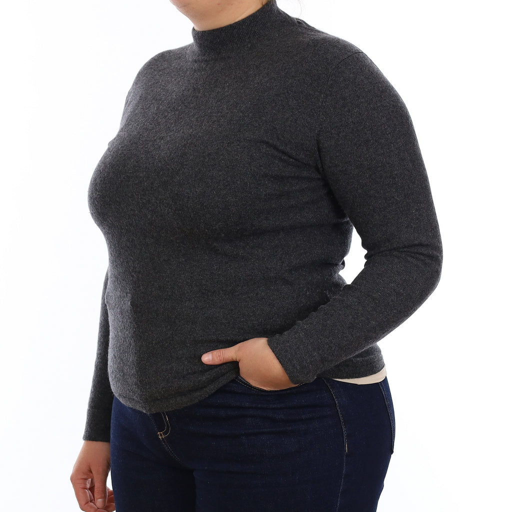 Yorn Charcoal Grey Cashmere Turtleneck Jumper Large