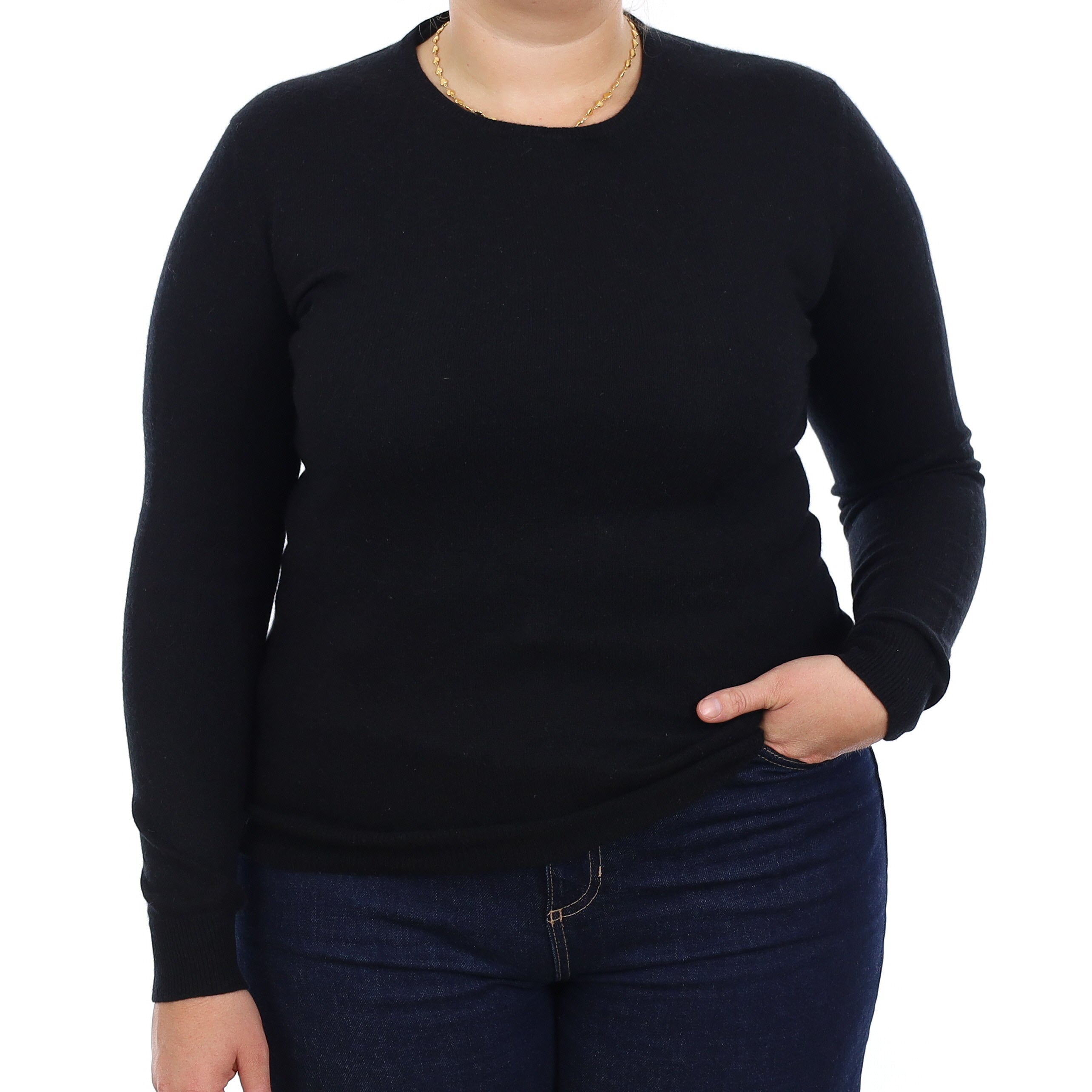 Yorn Black Cashmere Crew Neck Jumper Large
