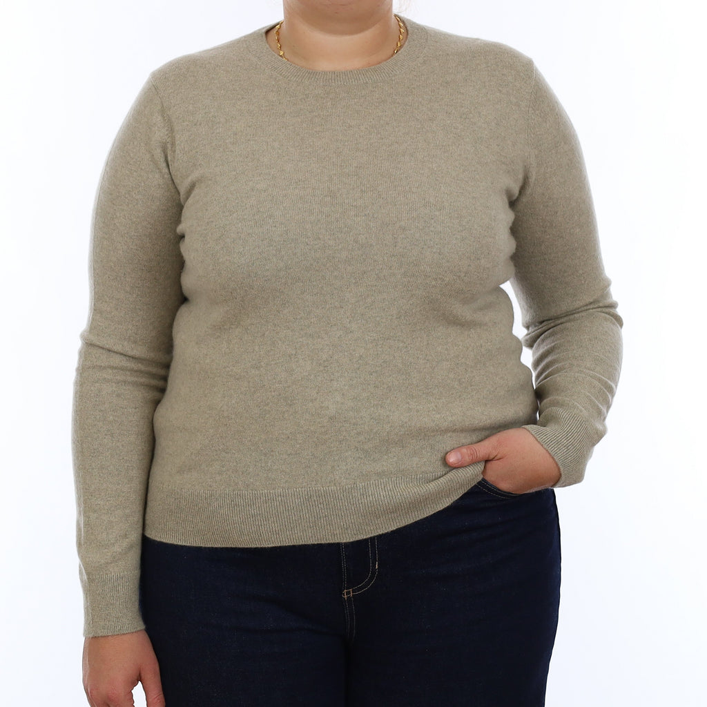 Chicory Green Cashmere Crew Neck Jumper Large
