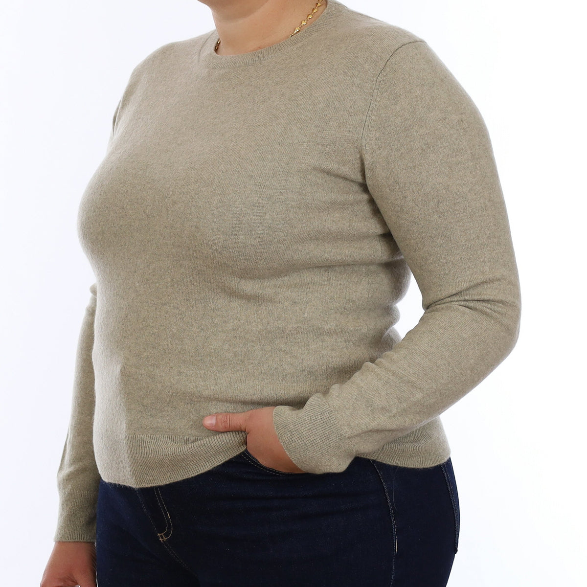Chicory Green Cashmere Crew Neck Jumper Large