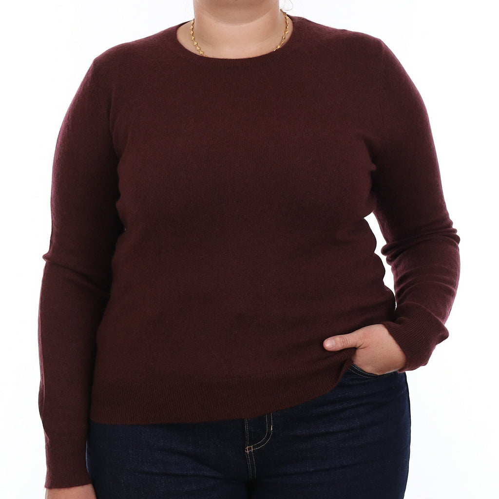 Port Red Cashmere Crew Neck Jumper Large