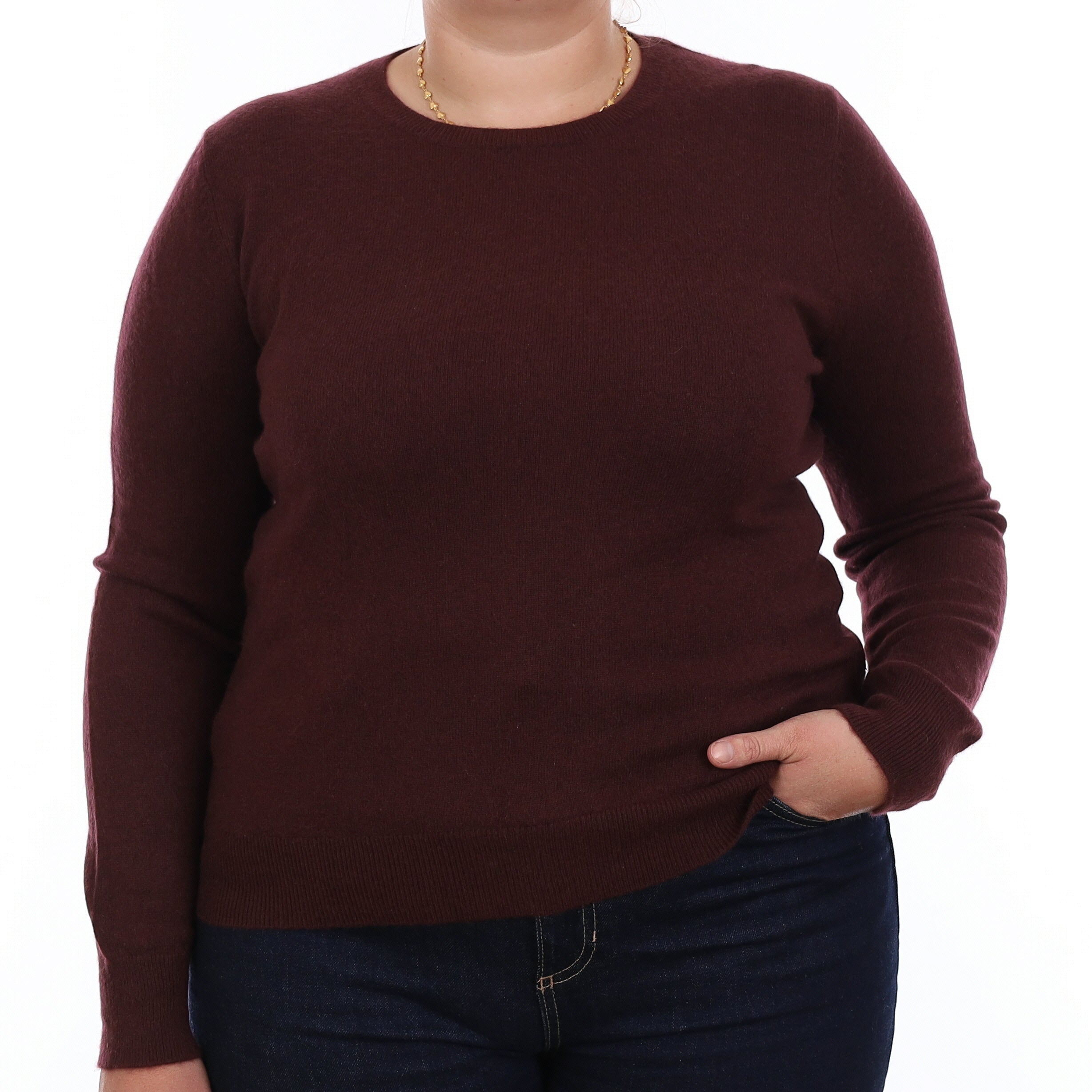 Port Red Cashmere Crew Neck Jumper Large