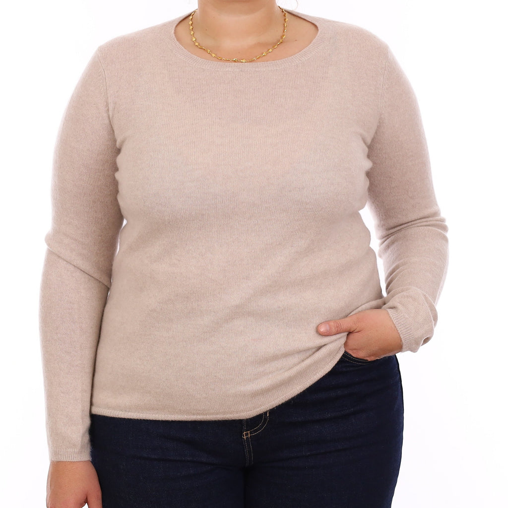 Pale Fawn Cashmere Crew Neck Jumper Large