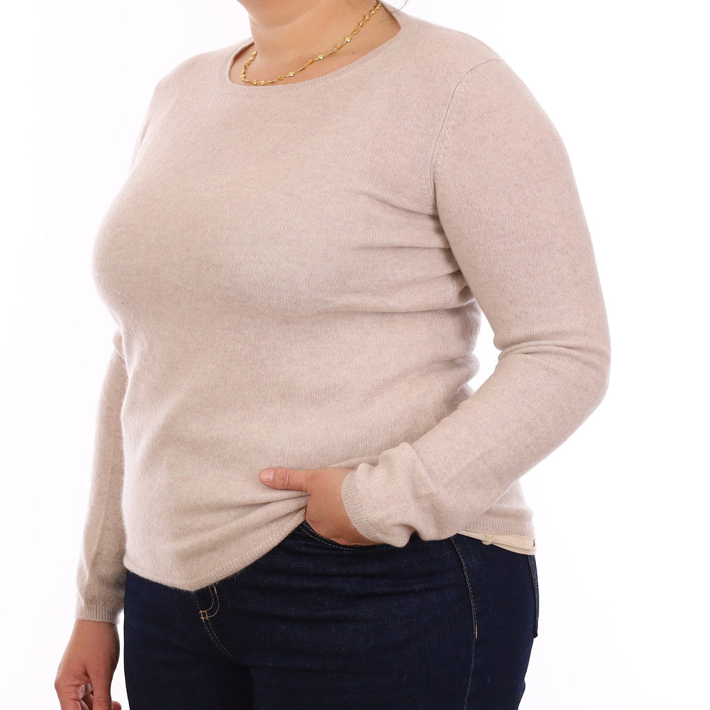Pale Fawn Cashmere Crew Neck Jumper Large