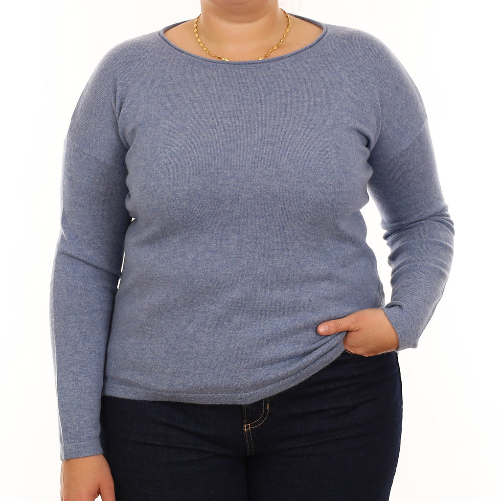 Denim Blue Cashmere Crew Neck Jumper Large