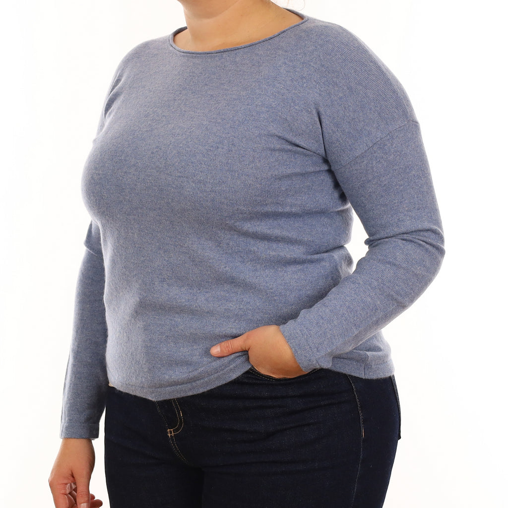 Denim Blue Cashmere Crew Neck Jumper Large