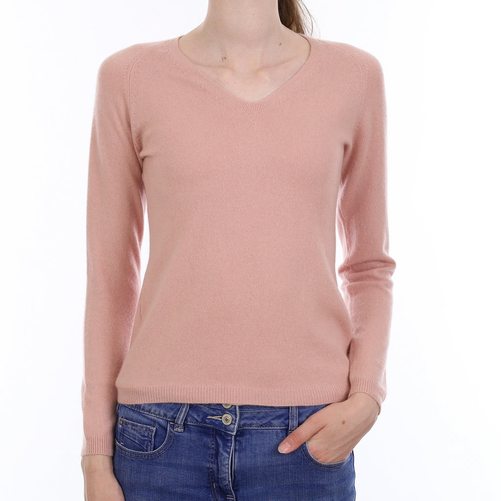 Dusky Pink Cashmere Crew Neck Jumper Extra Small
