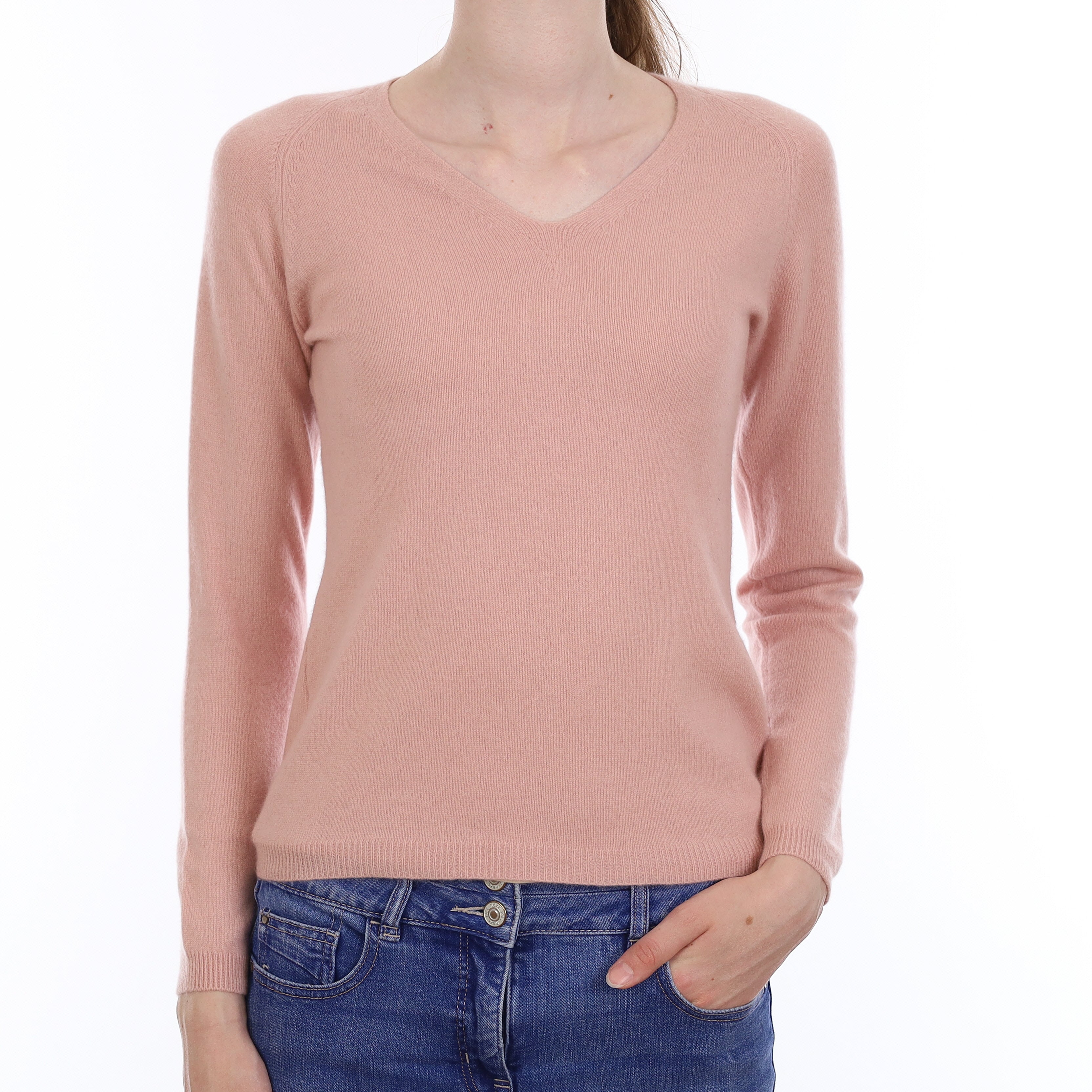 Dusky Pink Cashmere Crew Neck Jumper Extra Small