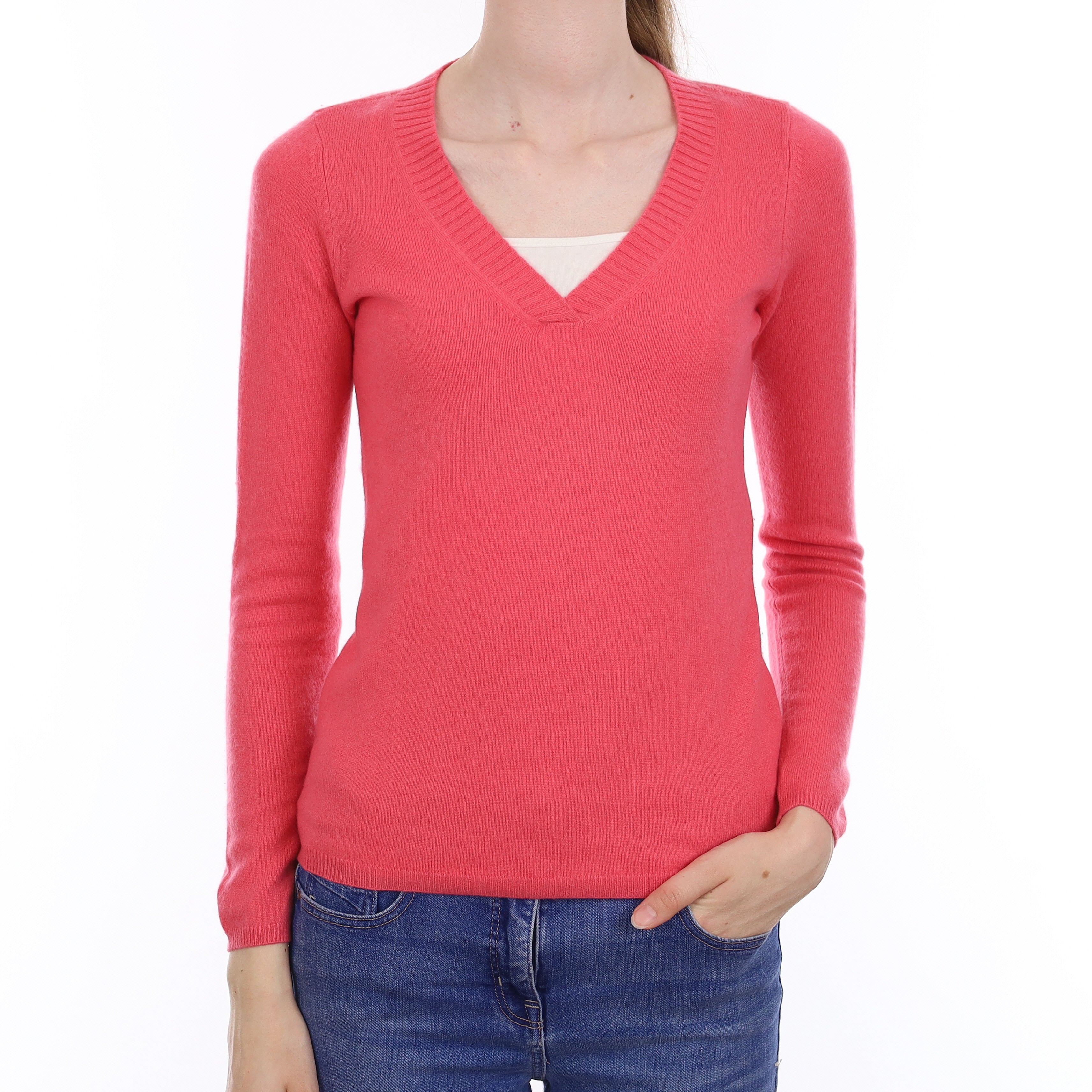 Lupin Pink Cashmere V Neck Jumper XXS Small