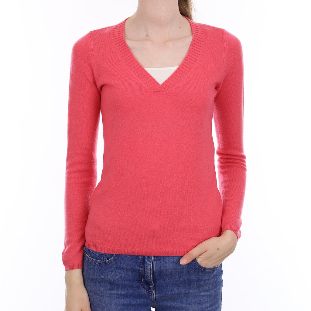Lupin Pink Cashmere V Neck Jumper XXS Small