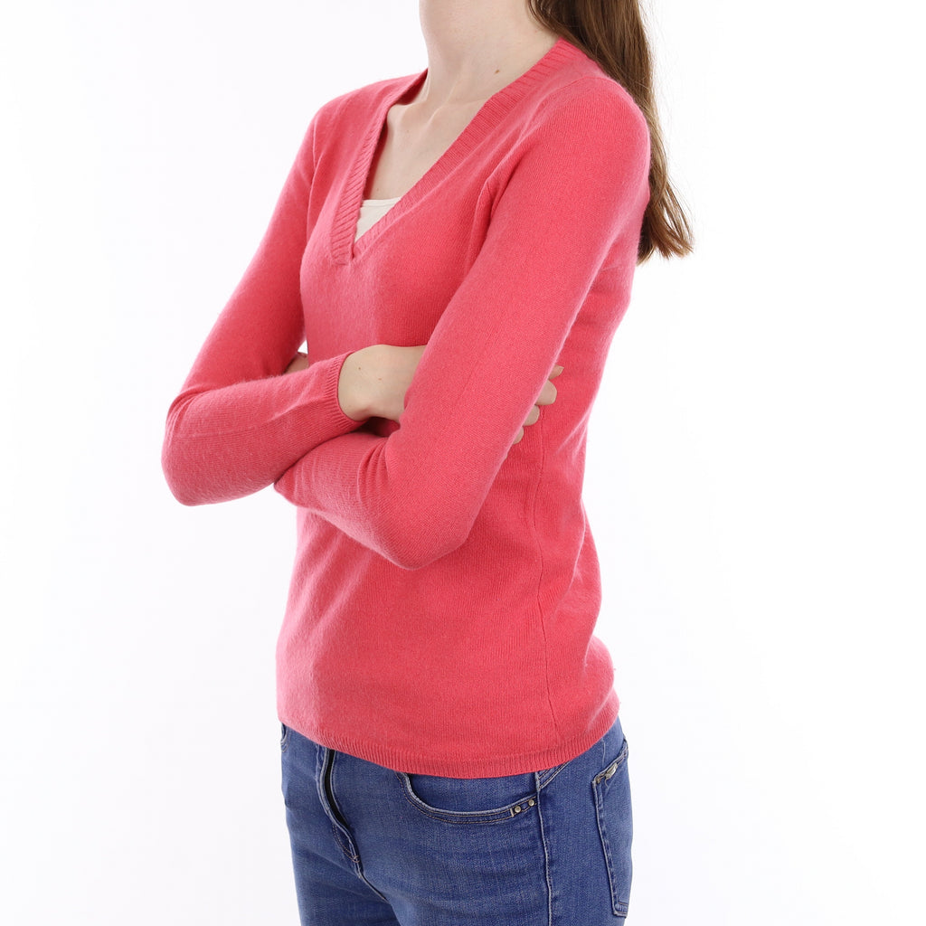 Lupin Pink Cashmere V Neck Jumper XXS Small