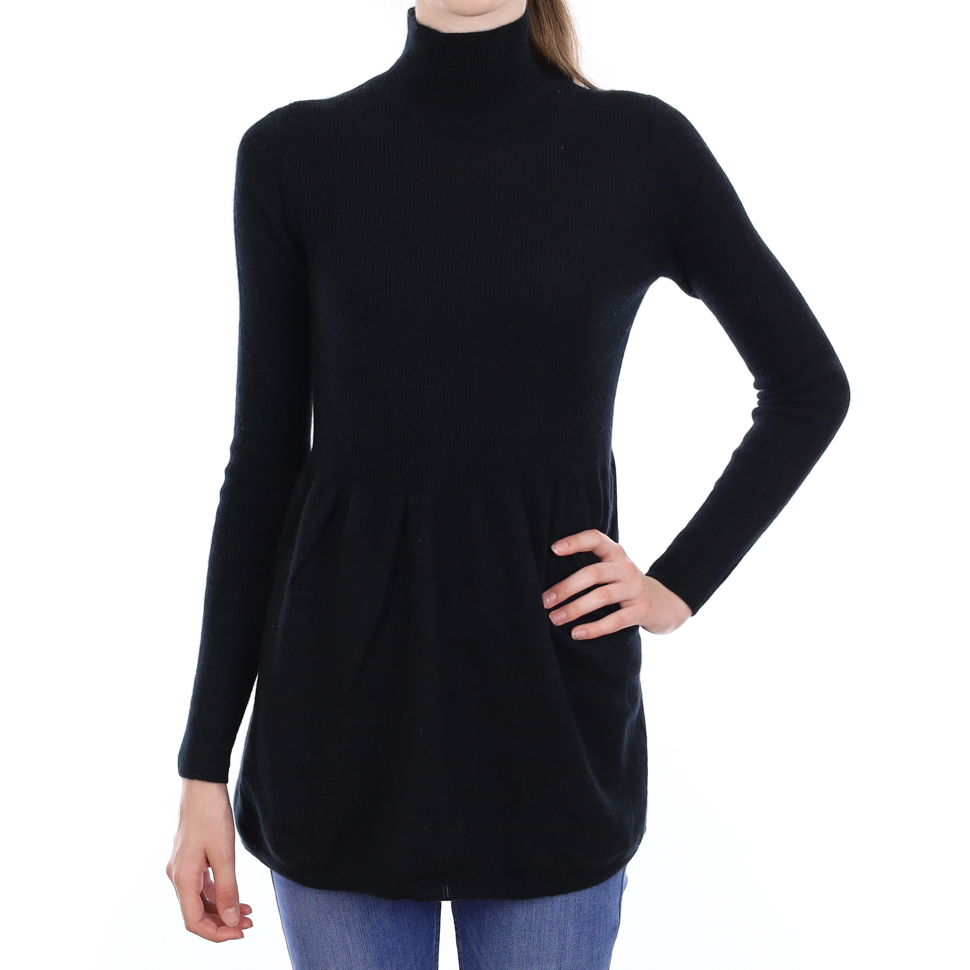 Black Cashmere Turtleneck Dress Extra Small