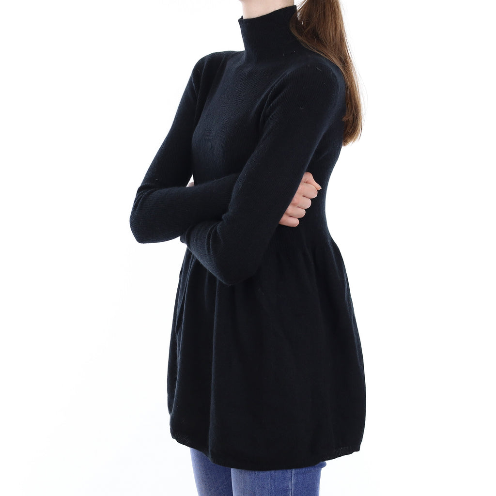 Black Cashmere Turtleneck Dress Extra Small