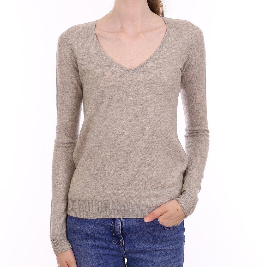 Smoke Grey Cashmere V Neck Jumper Extra Small