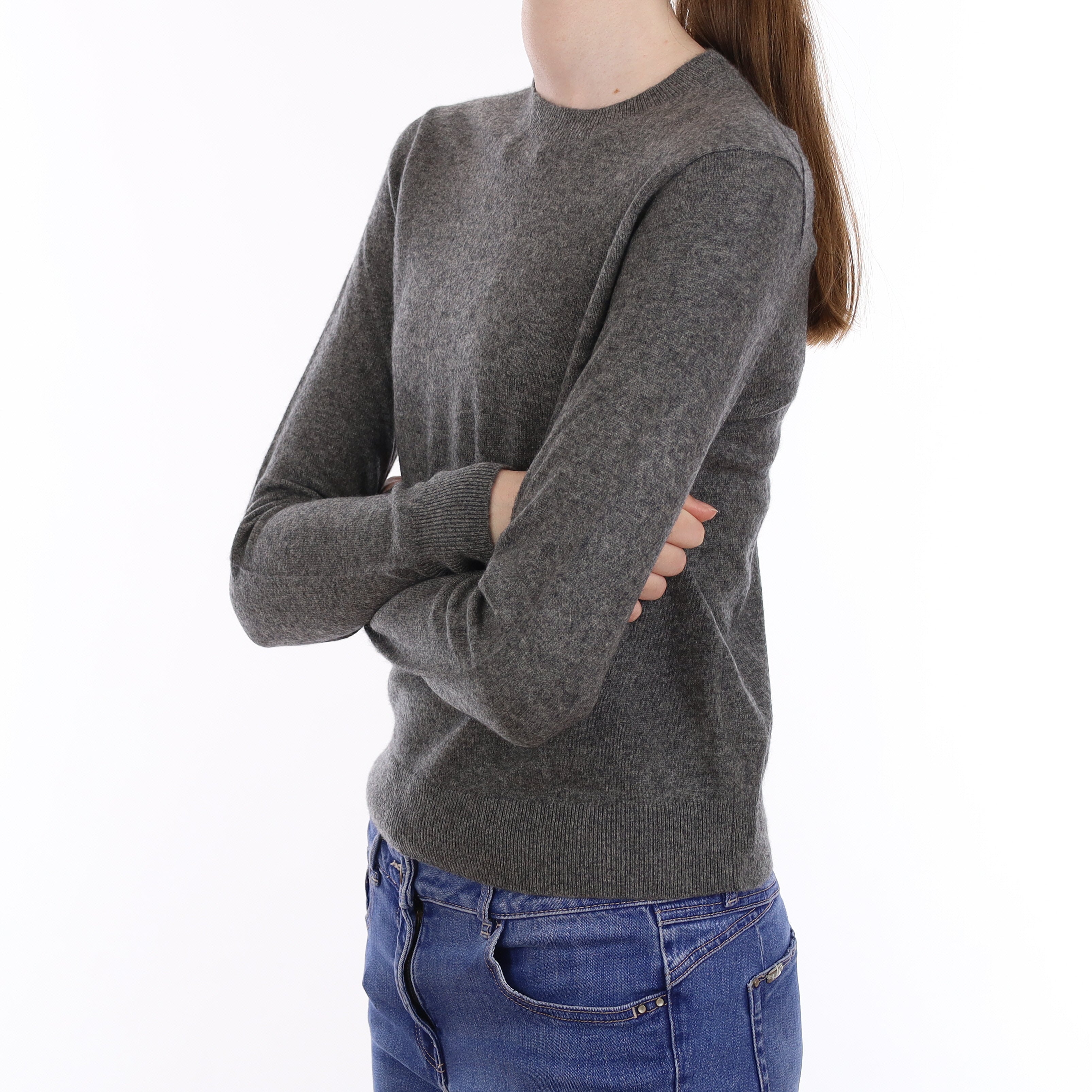 Slate Grey Cashmere Crew Neck Jumper Extra Small