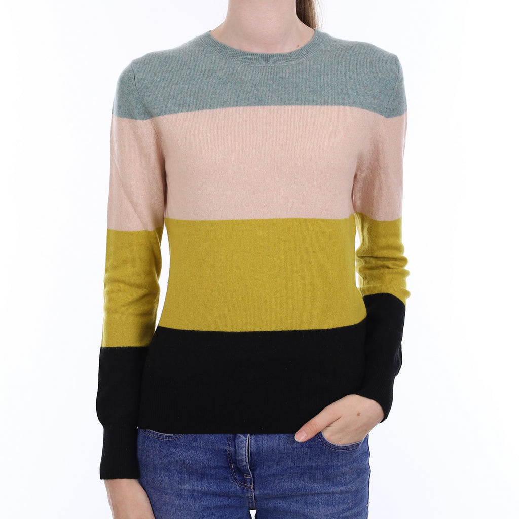 Multicolour Striped Cashmere Crew Neck Jumper Extra Small