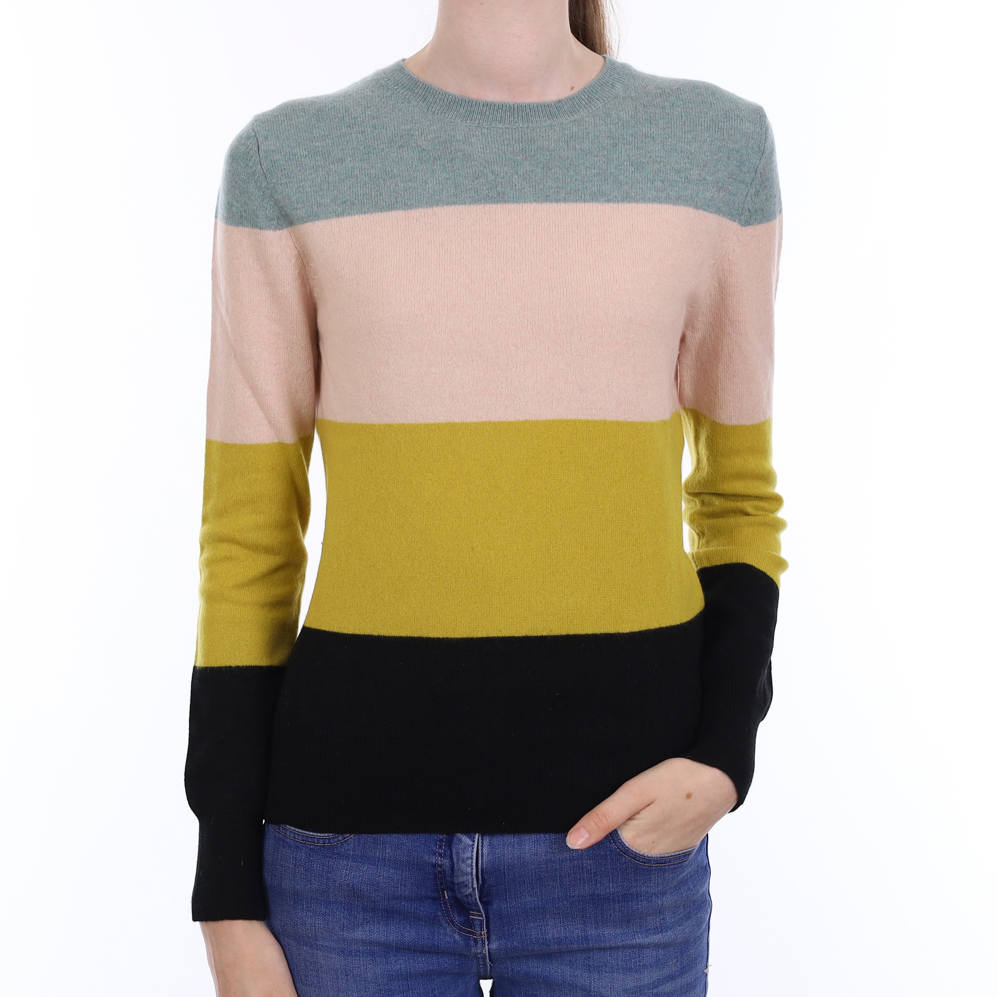 Multicolour Striped Cashmere Crew Neck Jumper Extra Small