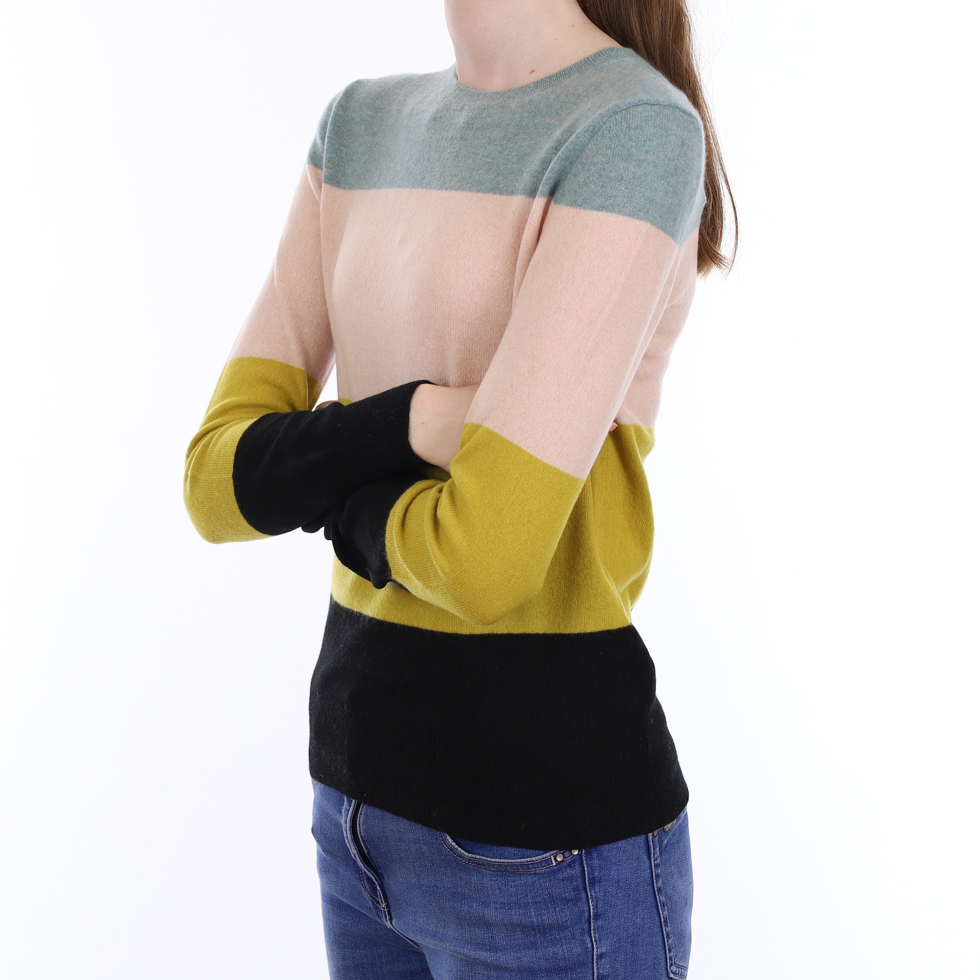 Multicolour Striped Cashmere Crew Neck Jumper Extra Small