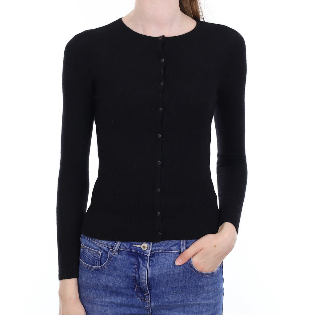 Black Cashmere Crew Neck Cardigan Extra Small