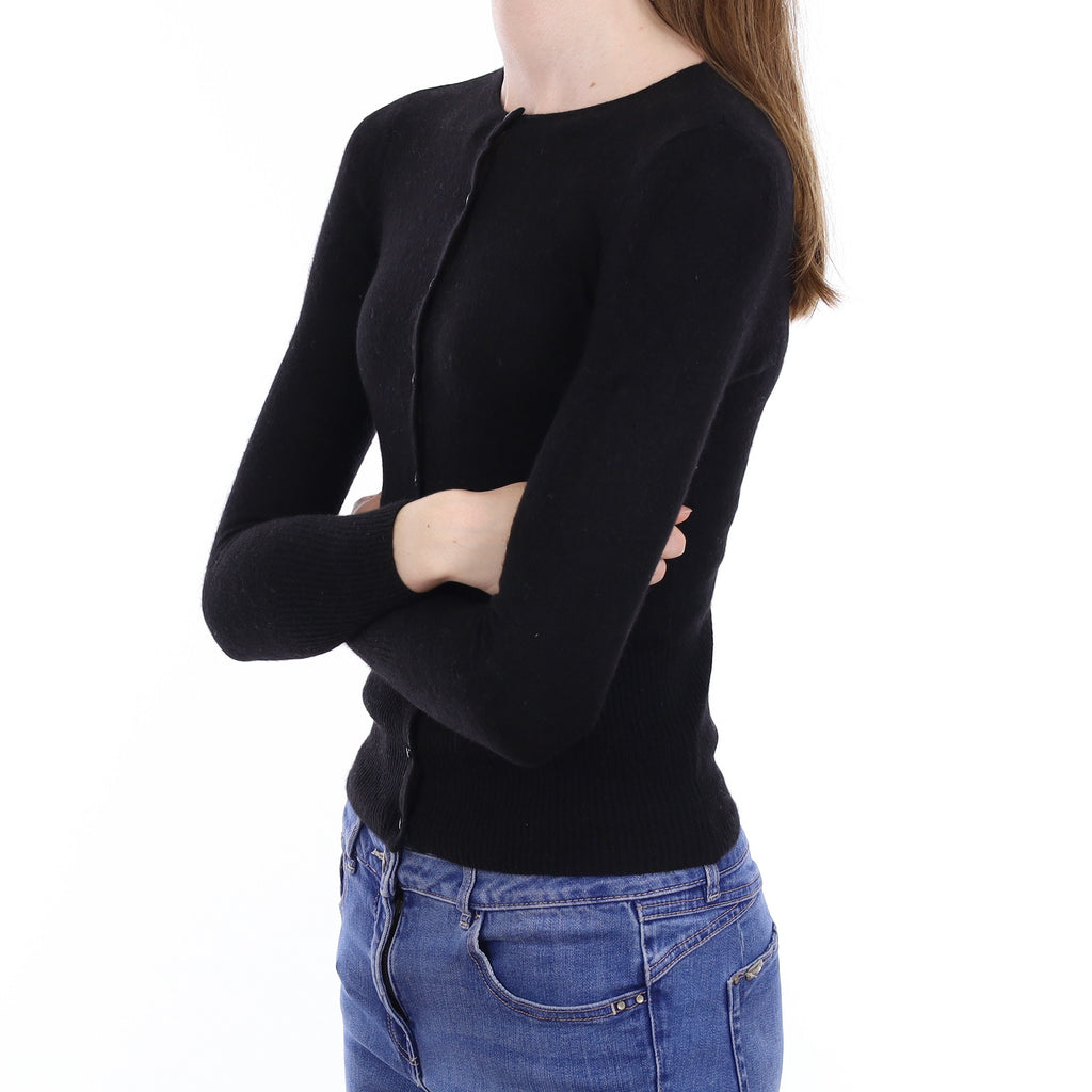 Black Cashmere Crew Neck Cardigan Extra Small