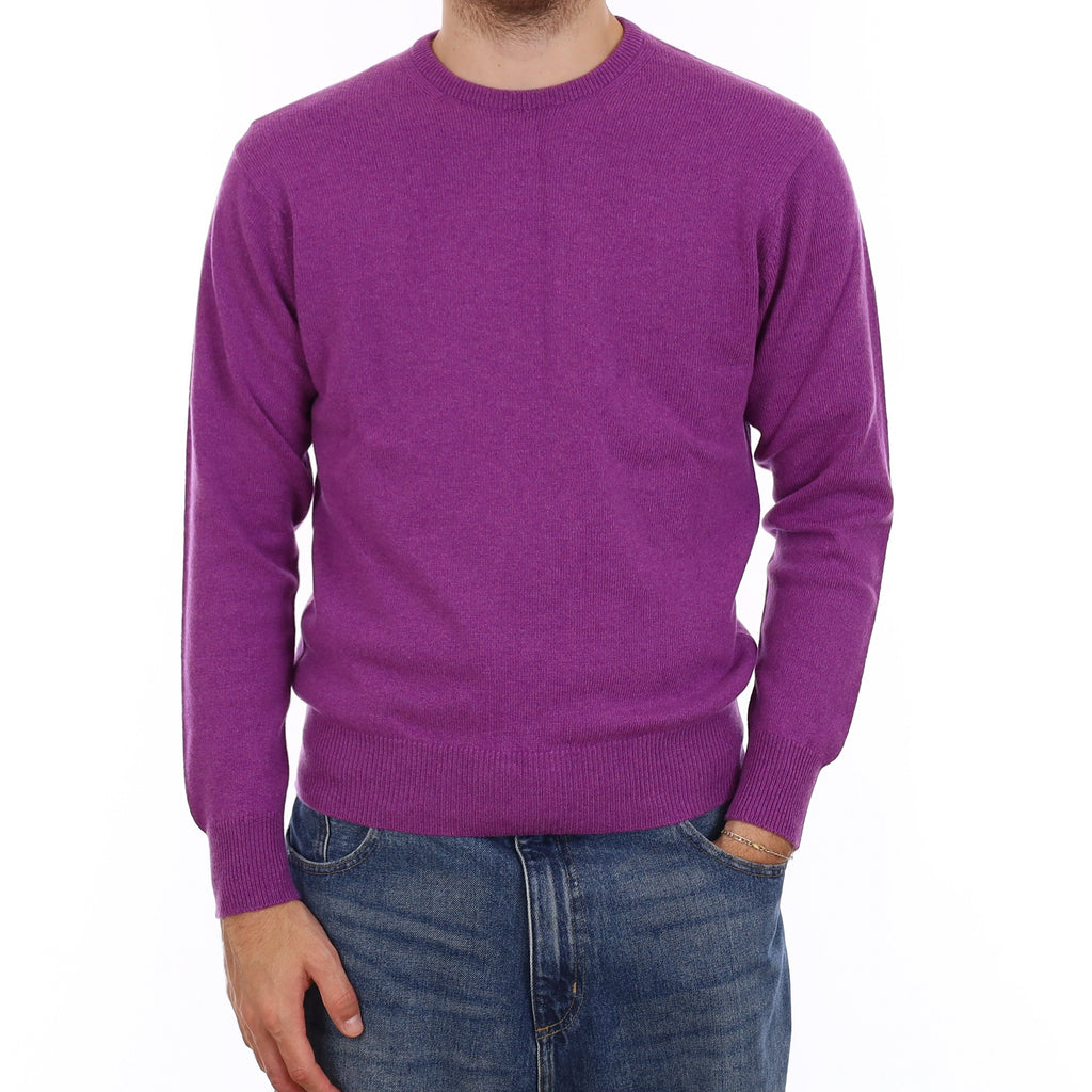 Men's Brand New Scottish Thistle Purple Cashmere Crew Neck Jumper Large
