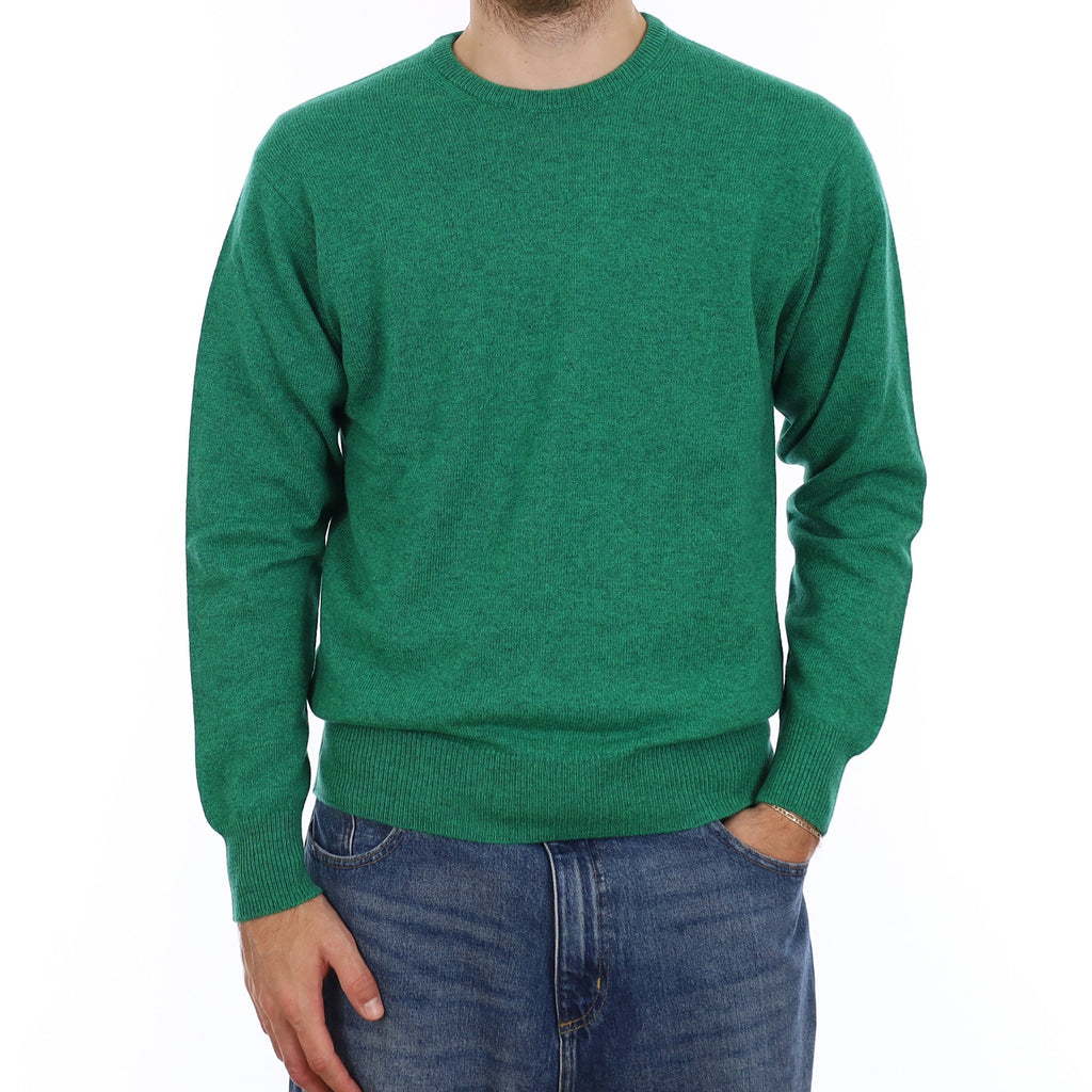 Men's Brand New Scottish Emerald Green Cashmere Crew Neck Jumper Large