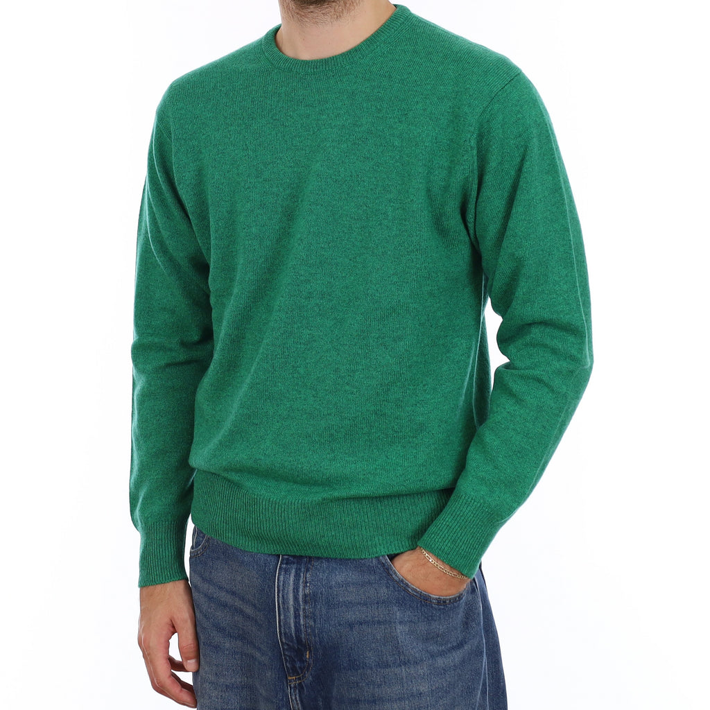 Men's Brand New Scottish Emerald Green Cashmere Crew Neck Jumper Large