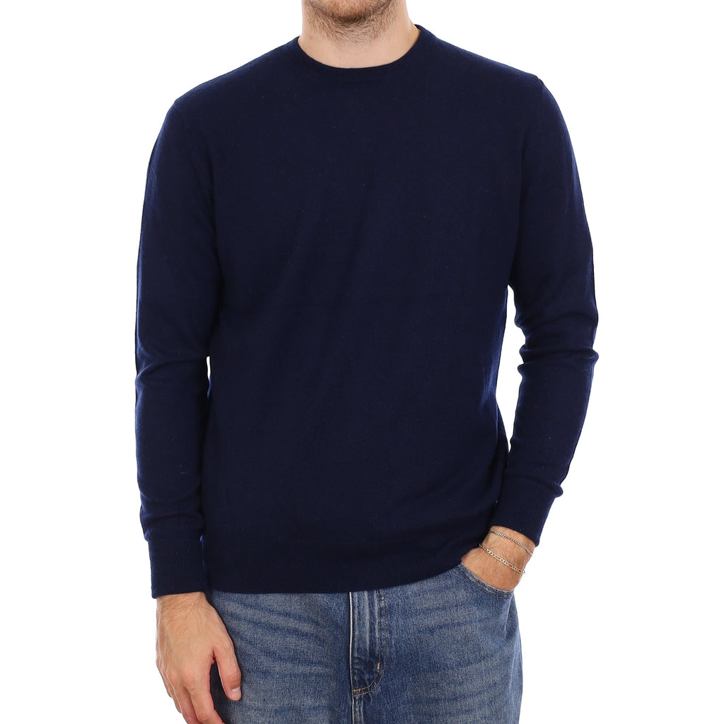 Men's Navy Cashmere Crew Neck Jumper Large