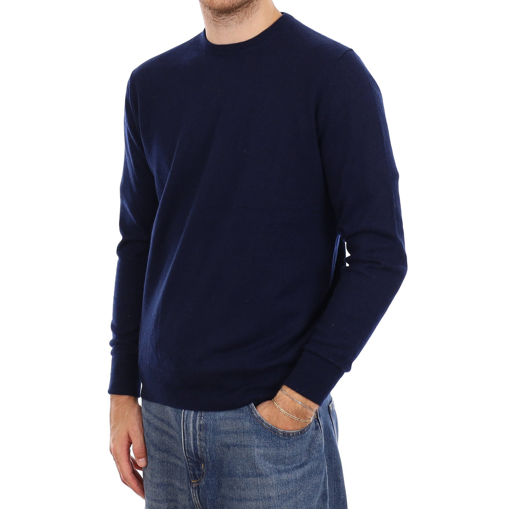 Men's Navy Cashmere Crew Neck Jumper Large
