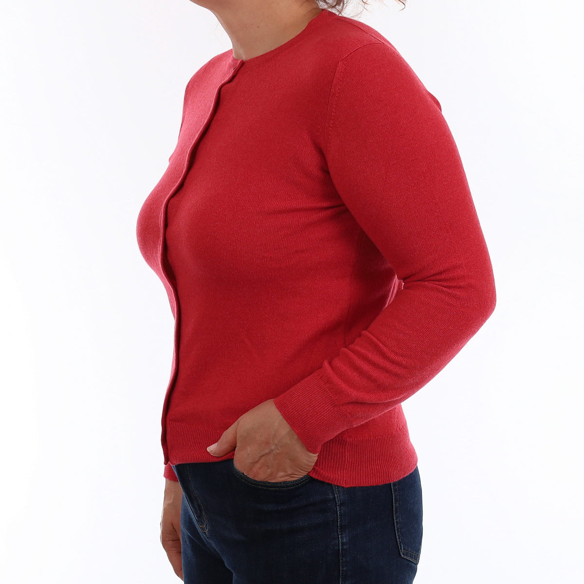 Brand New Scottish Watermelon Red Cashmere Cardigan Medium