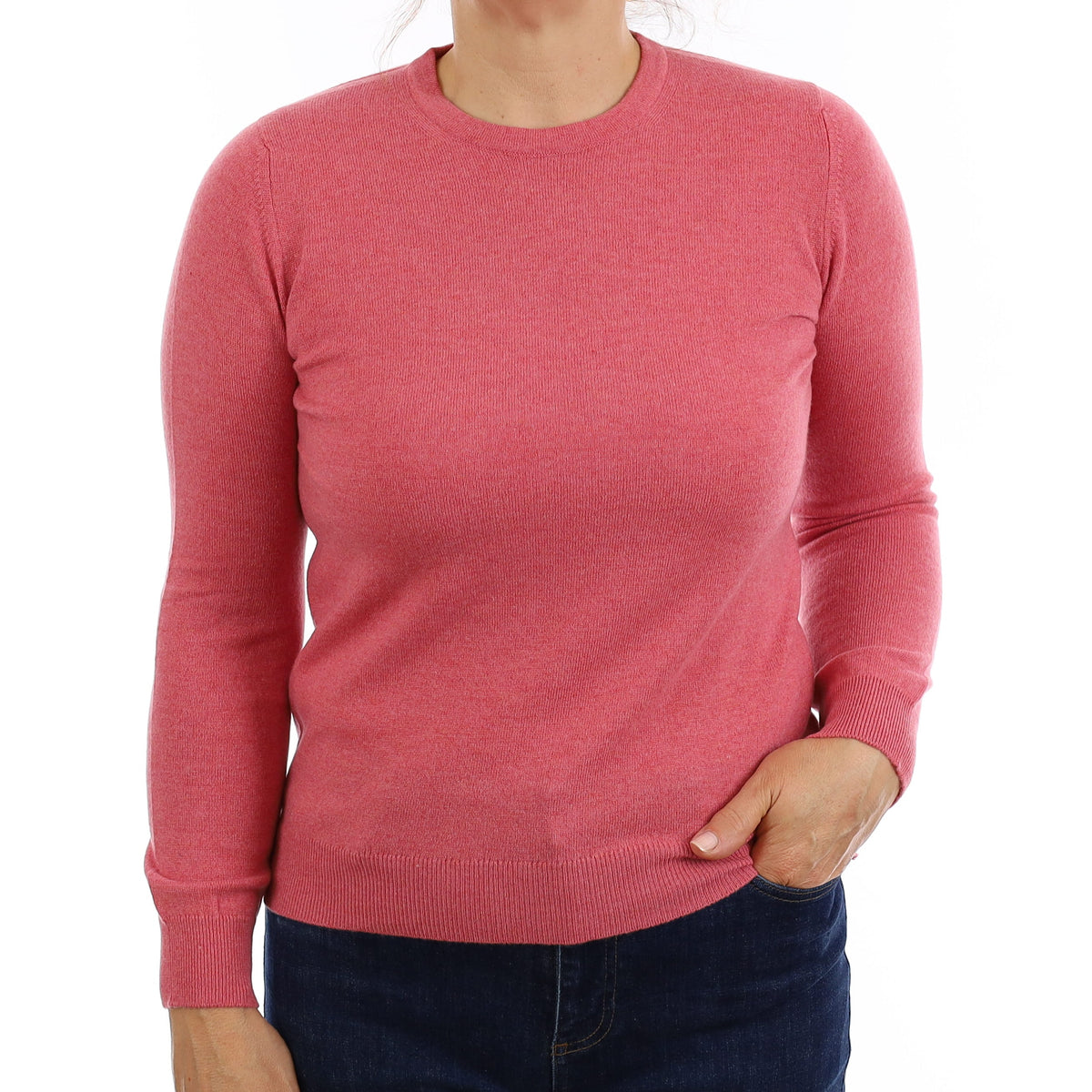 Brand New Scottish Rose Pink Cashmere Crew Neck Jumper Medium