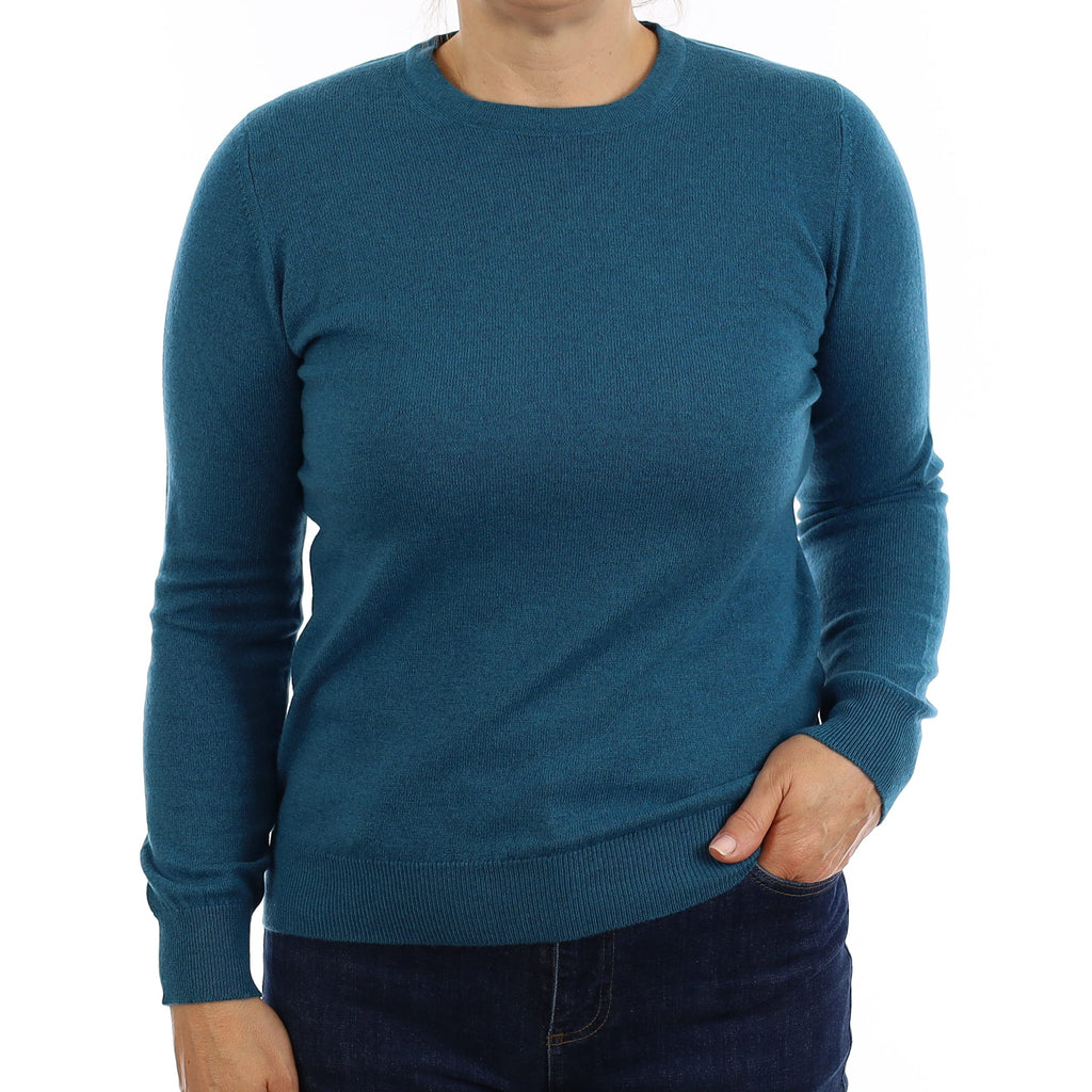 Brand New Scottish Lagoon Blue Cashmere Crew Neck Jumper Medium