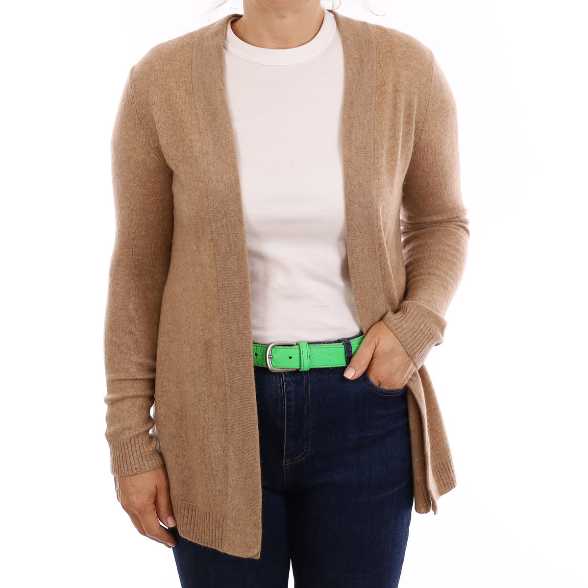 Fudge Brown Cashmere Edge to Edge Cardigan Medium