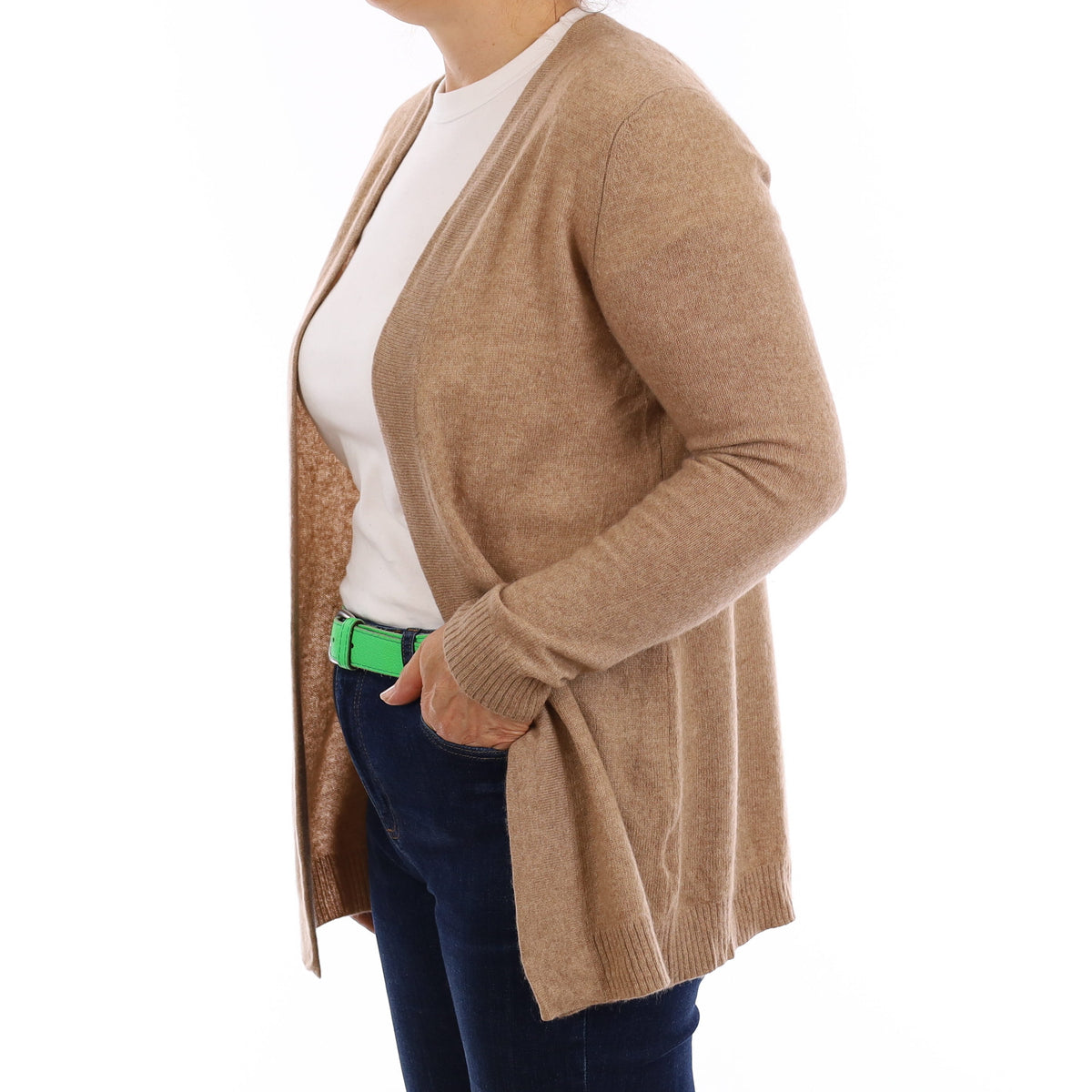 Fudge Brown Cashmere Edge to Edge Cardigan Medium