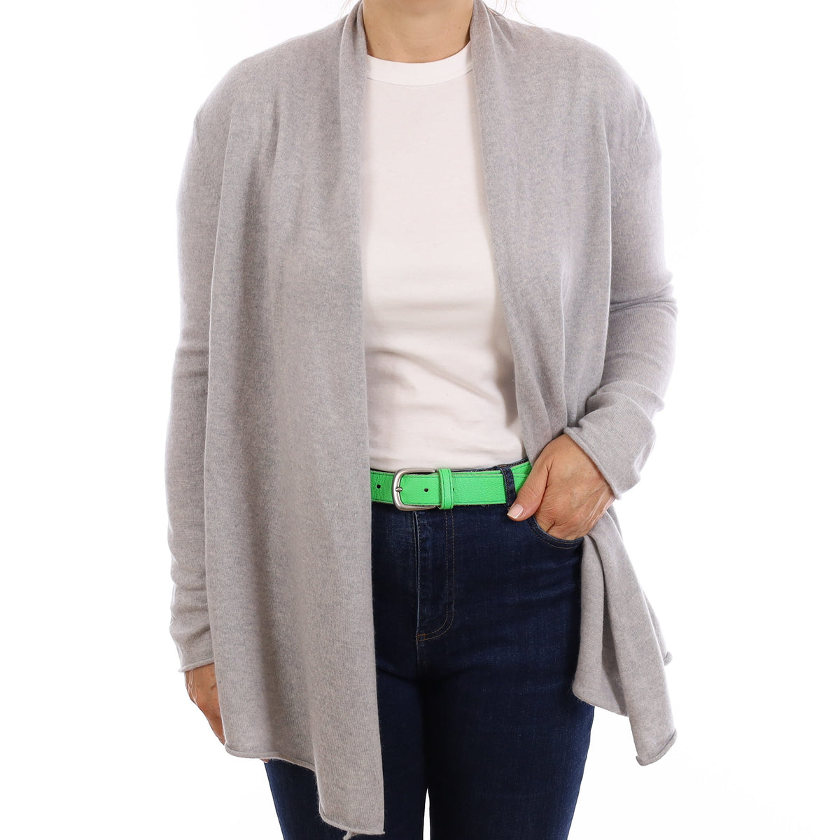 Mist Grey Cashmere Waterfall Cardigan Medium