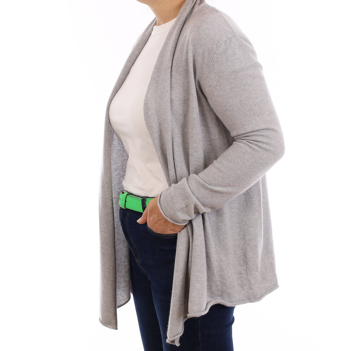 Mist Grey Cashmere Waterfall Cardigan Medium