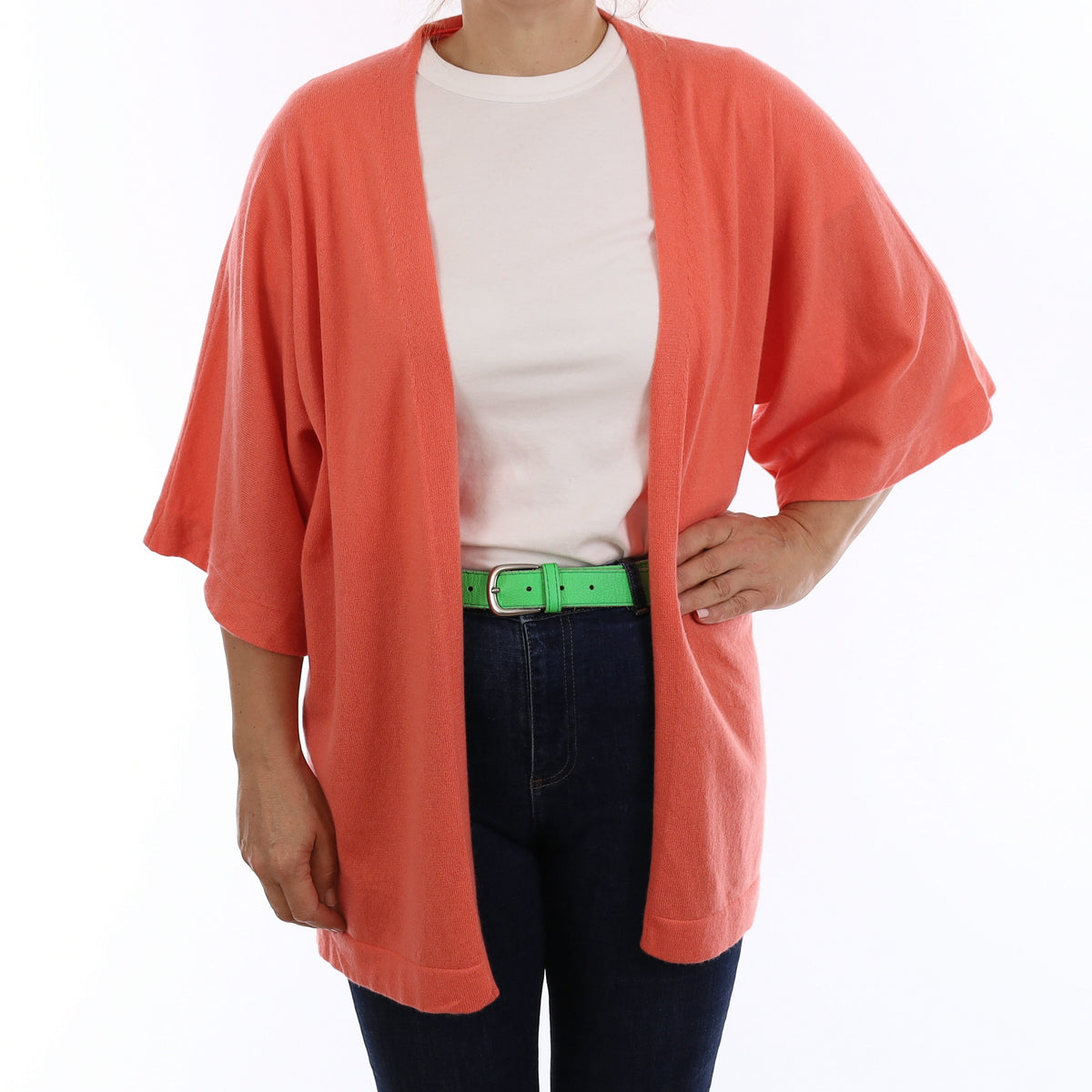 Johnston’s Coral Cashmere Slouchy Kaftan Style Cardigan Medium