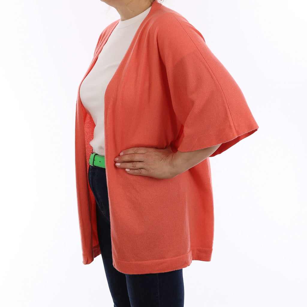 Johnston’s Coral Cashmere Slouchy Kaftan Style Cardigan Medium