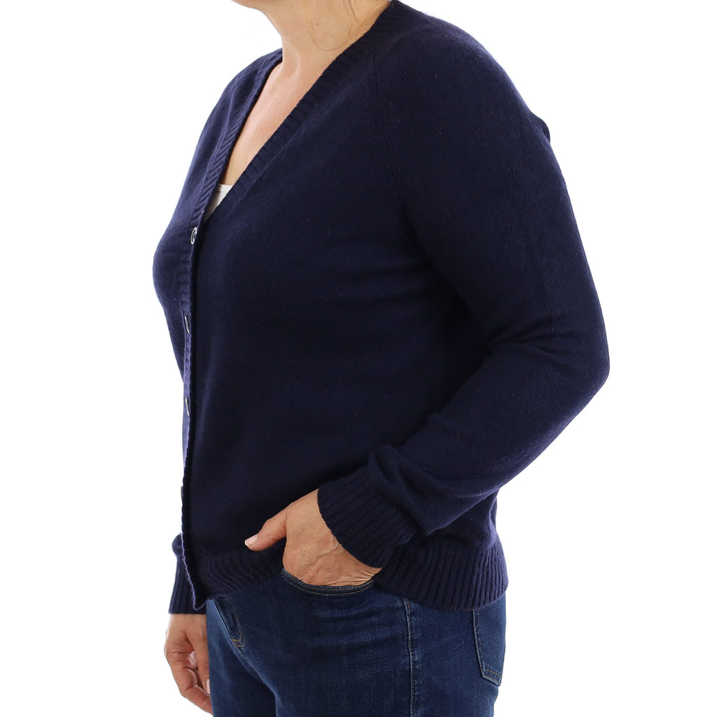 Cos Navy Chunky Cashmere V Neck Cardigan Medium