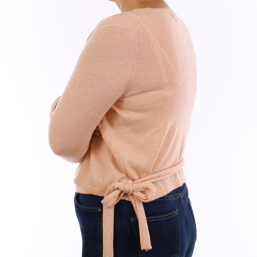 Peach Cashmere Wrap Over Cardigan Medium