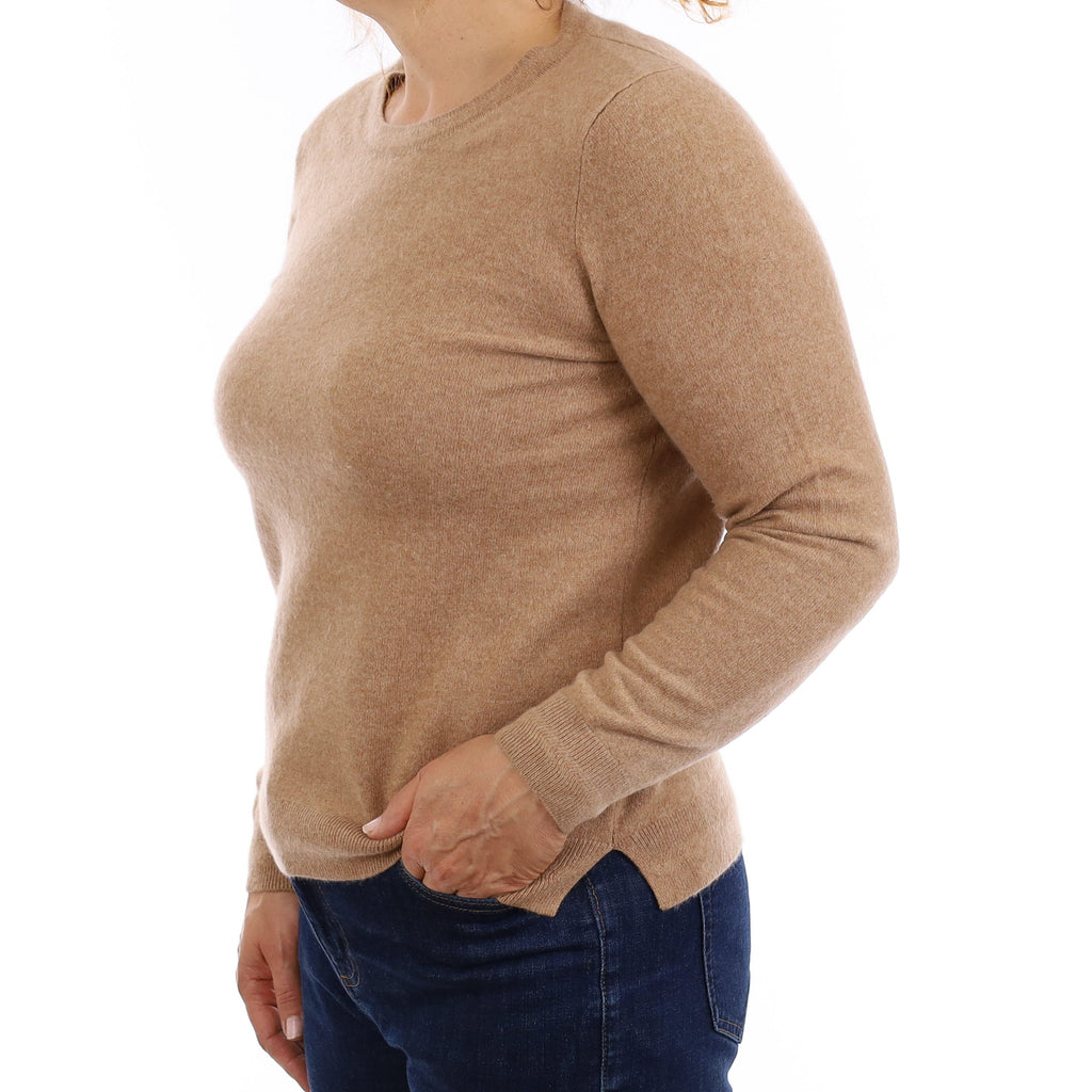 Fudge Brown Cashmere Crew Neck Jumper Medium