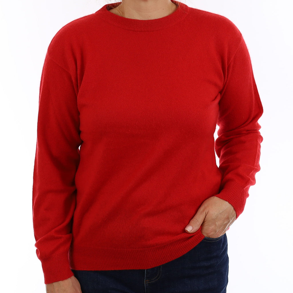 Spanish Red Cashmere Crew Neck Jumper Medium