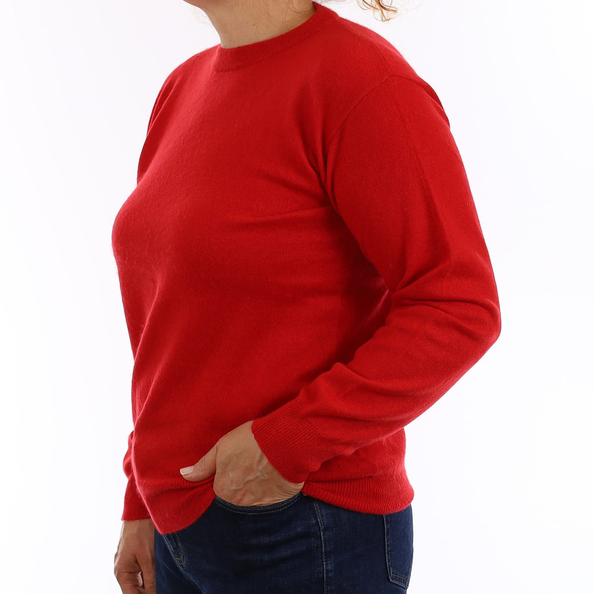 Spanish Red Cashmere Crew Neck Jumper Medium