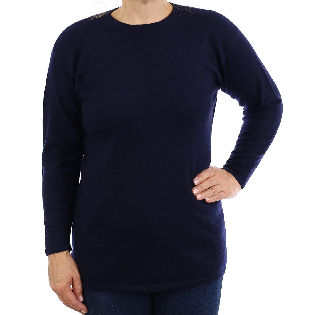 Dark Navy Cashmere Crew Neck Jumper Medium