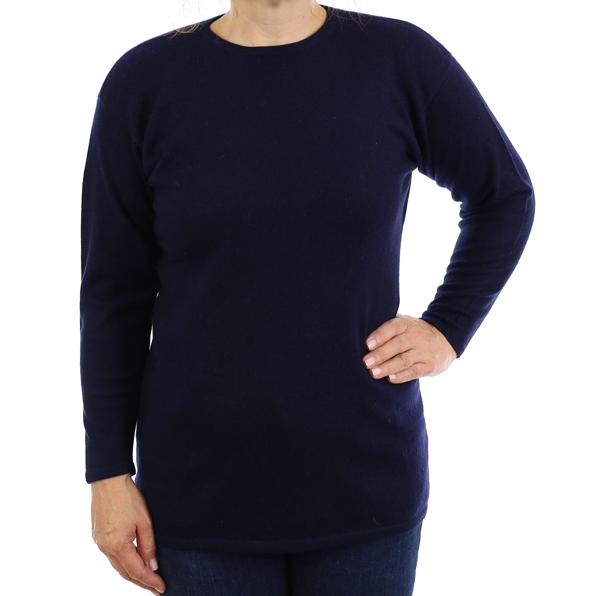 Dark Navy Cashmere Crew Neck Jumper Medium