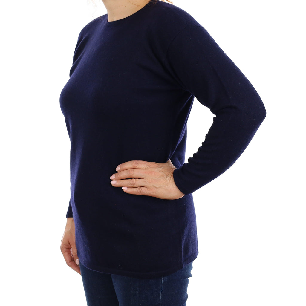 Dark Navy Cashmere Crew Neck Jumper Medium