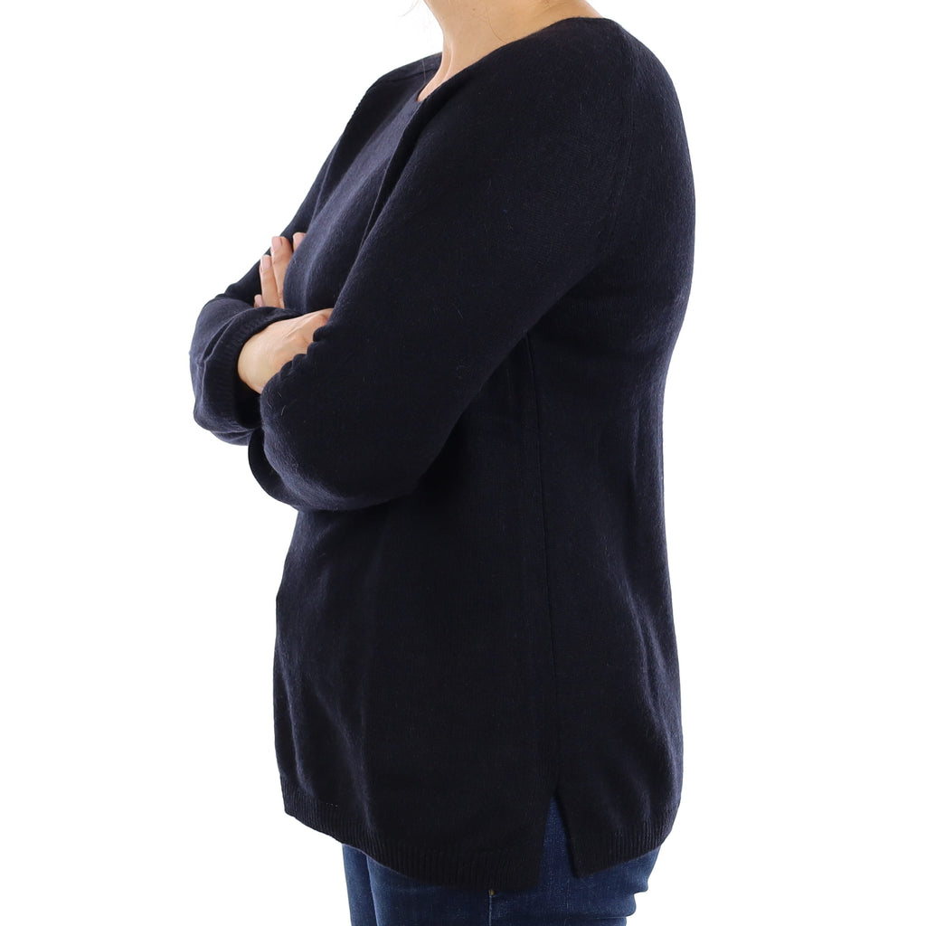 Black Heavy Knit Cashmere Crew Neck Jumper Medium