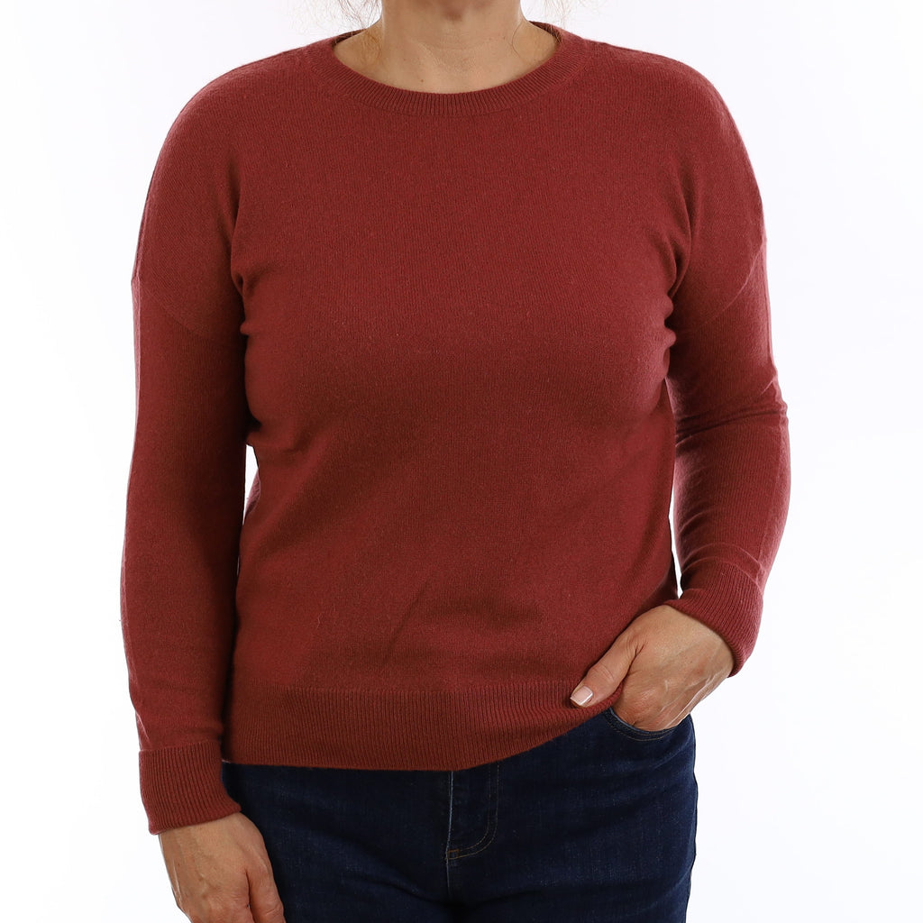 Brick Red Cashmere Crew Neck Jumper Medium