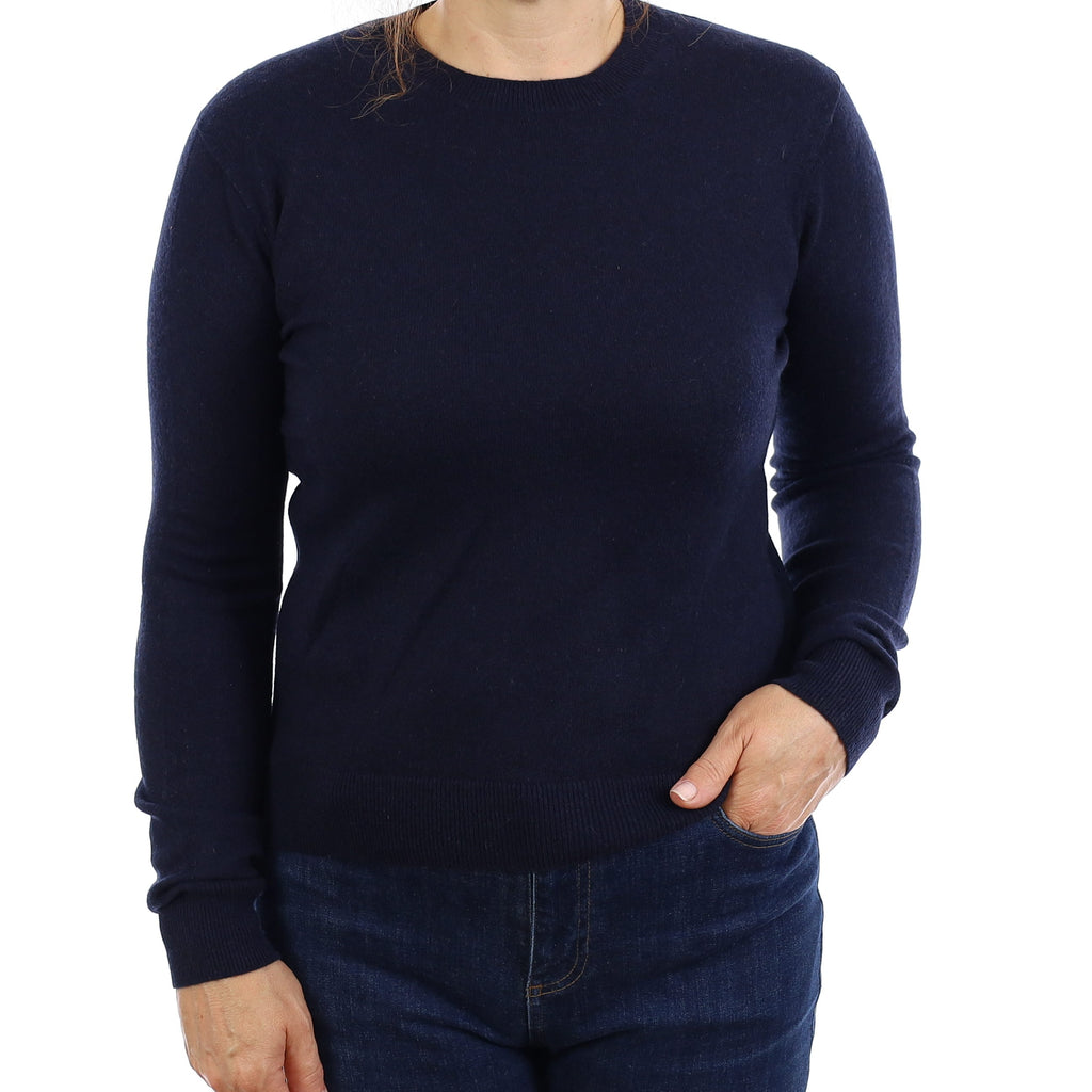 Navy Cashmere Crew Neck Jumper Medium
